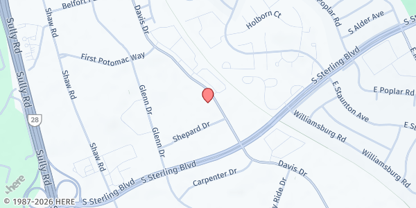 Map showing Tree of Life Ministries at 1319 Shepard Drive, Sterling, VA