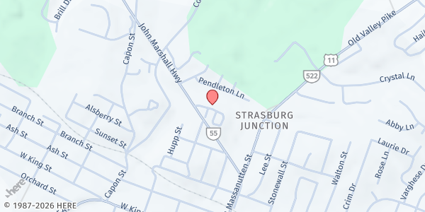 Map showing Compassion Cupboard at 533 Burgess St, Strasburg, VA