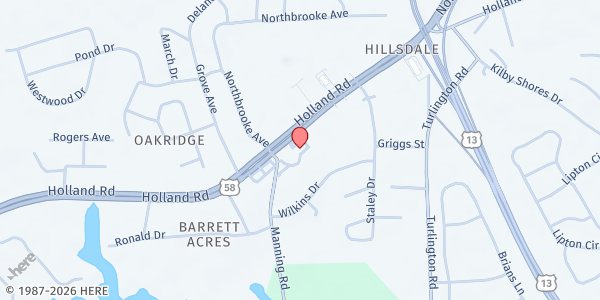 Map showing Bethlehem Christian Church - Old Fellowship Hall at 1549 Holland Rd., Suffolk, VA