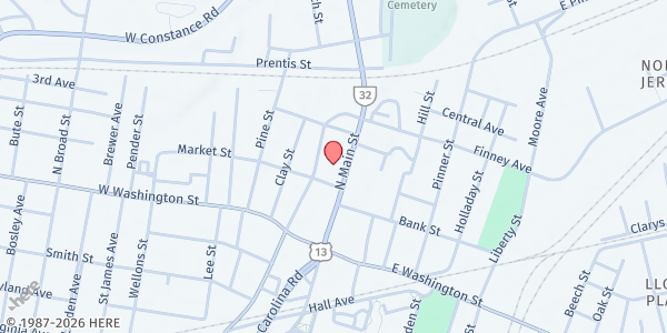 Map showing St Pauls Episcopal Church at 213 N. Main St., Suffolk, VA