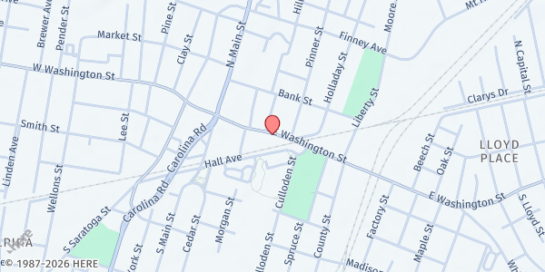 Map showing Suffolk Christian Fellowship Center at 211 E Washington St Suite B, Suffolk, VA