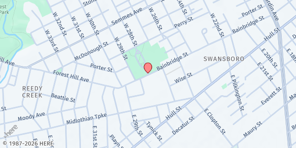 Map showing Fonticello Food Forest at 2713 Bainbridge Street, Swansboro, VA