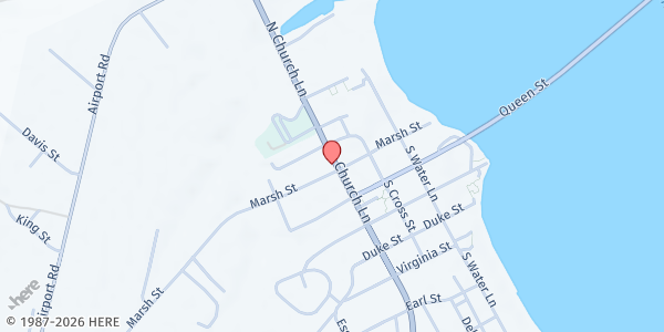 Map showing First Baptist Church Food Pantry-Tappahannock at 401 Marsh St., Tappahannock, VA