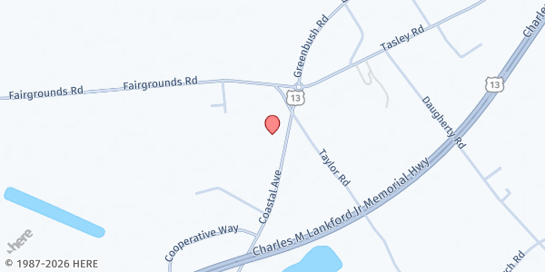 Map showing Foodbank Pantry at 24530 Coastal Blvd., Tasley, VA