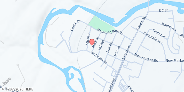 Map showing Plains District Community Center at 233 McCauley Ave., Timberville, VA