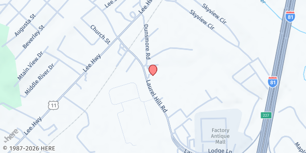 Map showing Blue Ridge Area Food Bank - Western Region & Headquarters at 96 Laurel Hill Rd, Verona, VA