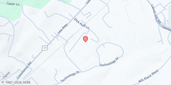 Map showing Verona Community Food Pantry at 68 Dick Huff Lane, Verona, VA