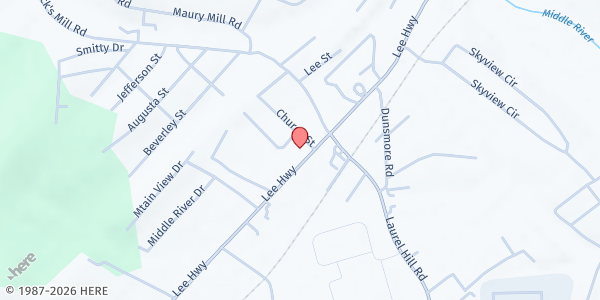 Map showing Verona United Methodist Church (UMC) at 406 Lee Highway, Verona, VA