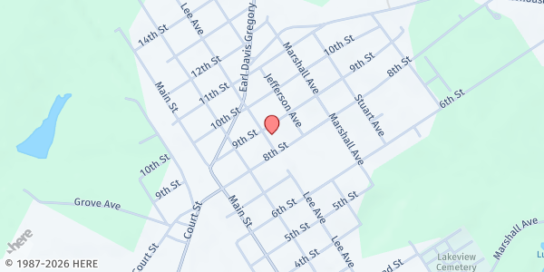 Map showing Victoria United Methodist Church at 1906 Lee Ave, Victoria, VA