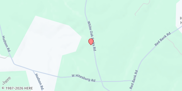 Map showing White Oak Fork Baptist Church at 1186 White Oak Forks Road, Virgilina, VA