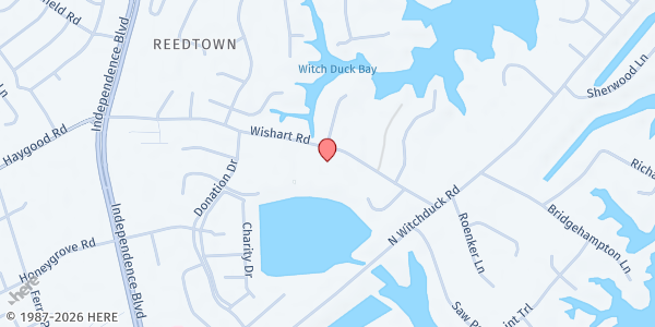 Map showing Brook Baptist Church at 4397 Wishart Rd., Virginia Beach, VA