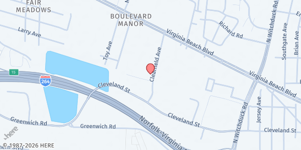 Map showing Church of St Gregory The Great at 247 Clearfield Ave., Virginia Beach, VA