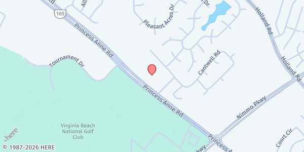 Map showing Courthouse Community United Methodist Church at 2708 Princess Anne Rd, Virginia Beach, VA