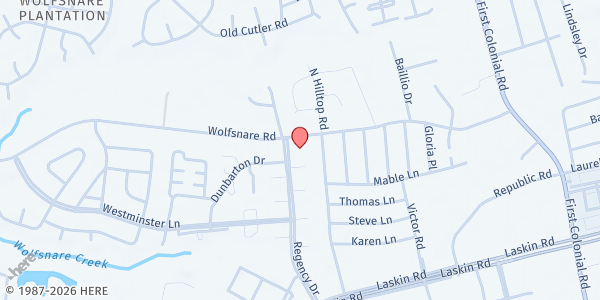 Map showing Freedom Fellowship at 836 Regency Dr, Virginia Beach, VA