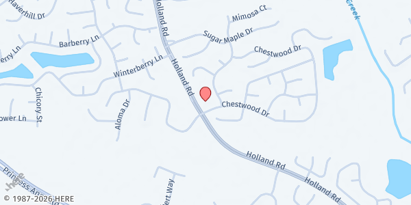 Map showing Piney Grove Baptist Church Food Pantry at 2804 Holland Rd., Virginia Beach, VA