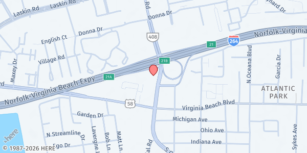 Map showing Scott Memorial United Methodist Church at 409 First Colonial Rd., Virginia Beach, VA