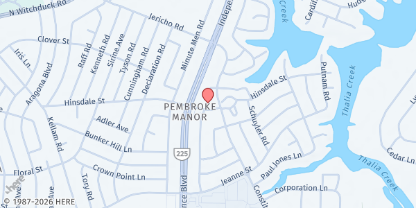 Map showing SonRise Christian Church at 600 Independence Blvd., Virginia Beach, VA