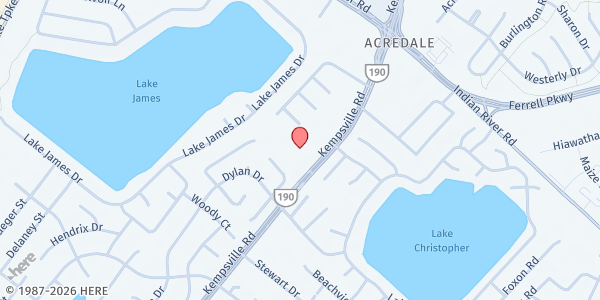 Map showing St. Mark Catholic Church Food Pantry at 1505 Kempsville Rd., Virginia Beach, VA