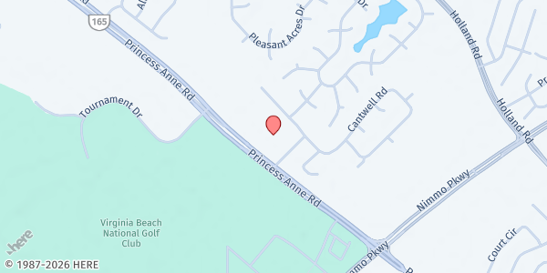 Map showing Storehouse Pantry at Courthouse Community UMC at 2708 Princess Anne Rd., Virginia Beach, VA