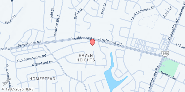 Map showing Trinity Tabernacle at Providence Mennonite Church at 5363 Old Providence Rd., Virginia Beach, VA