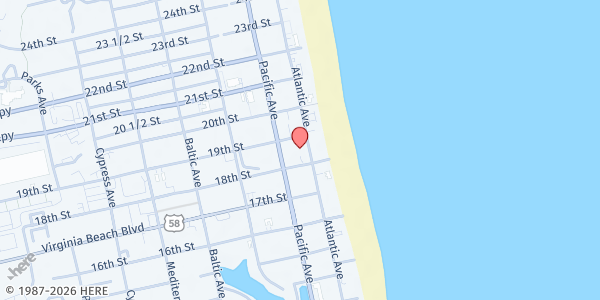 Map showing Virginia Beach UMC - Potter's House at 212 19th St., Virginia Beach, VA