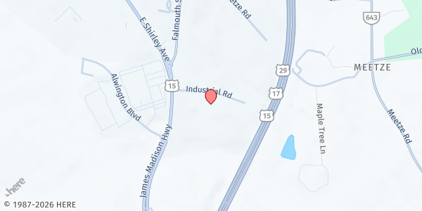 Map showing Fauquier FISH Main Location at 680A Industrial Rd, Warrenton, VA