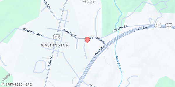 Map showing Rappahannock Food Pantry at 37 Leggett Lane, Washington, VA