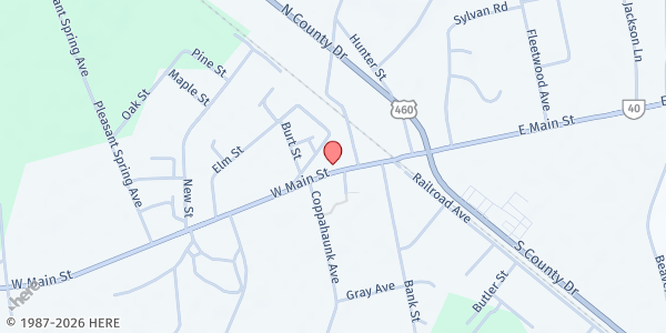 Map showing Mission Ministries at 352 West Main Street, Waverly, VA