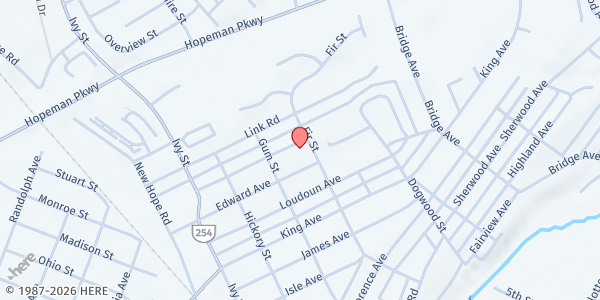 Map showing Embrace-A center for community at 932 Fir St., Waynesboro, VA