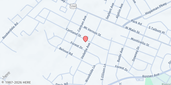 Map showing Helping Hands Food Pantry @ West Waynesboro Church of Christ at 2212 Cortland Street, Waynesboro, VA