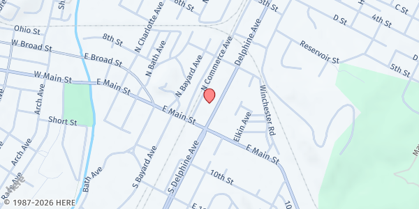 Map showing Second Presbyterian Church at 133 N. Delphine Ave., Waynesboro, VA