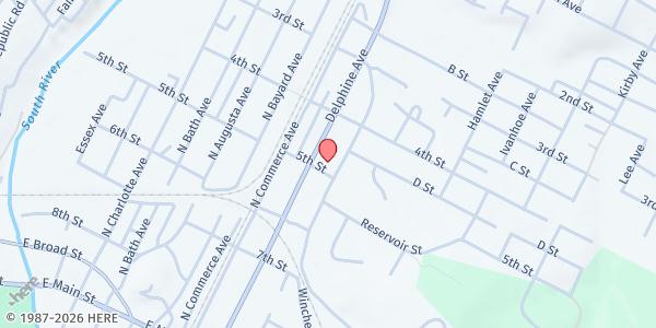 Map showing The LIFEworks Project/River City Bread Basket at 505 N. Winchester Ave., Waynesboro, VA