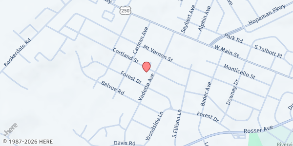 Map showing West Waynesboro Church of Christ at 2212 Cortland Street, Waynesboro, VA