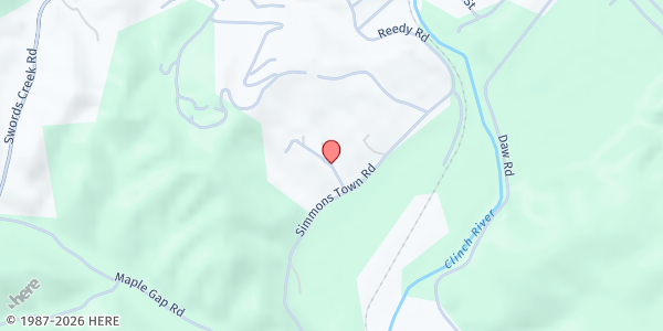 Map showing Cornerstone Tabernacle at 470 Simmons Rd, West Raven, VA