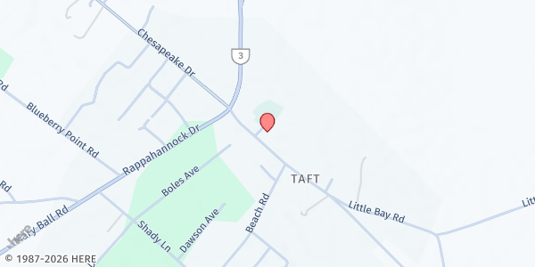 Map showing White Stone Baptist Church NN at 549 Chesapeake Drive, White Stone, VA