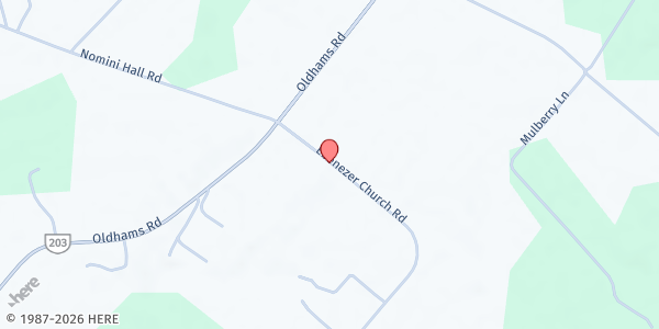 Map showing Ebenezer U.M.C. Food Pantry at 144 Ebenezer Church Rd., Wilberts Corner, VA