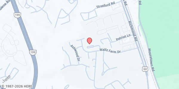 Map showing A Gift From Ben at 309 Waltz Farm Dr., Williamsburg, VA