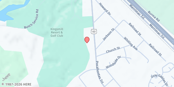 Map showing Little Zion Baptist Church at 8625 Pocahontas Trail, Williamsburg, VA