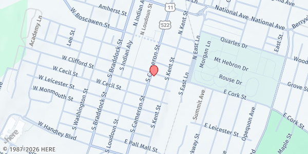 Map showing Centenary Reformed United Church of Christ at 202 S. Cameron St., Winchester, VA