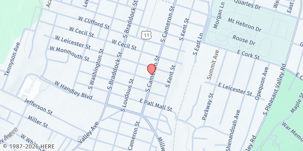 Map showing Columbus Club at 519 S Cameron, Winchester, VA