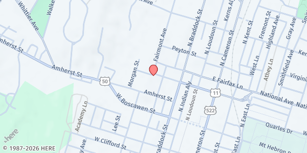 Map showing First Baptist Church at 205 W. Piccadilly St., Winchester, VA