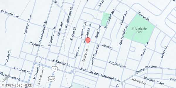 Map showing Highland Food Pantry at 446 Highland Ave, Winchester, VA