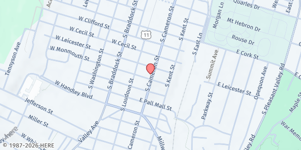 Map showing Knights of Columbus Soup Kitchen at 519 S Cameron, Winchester, VA