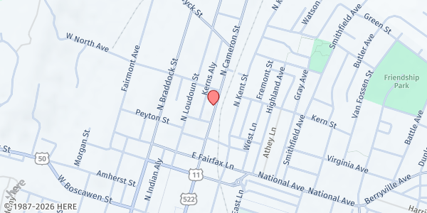 Map showing Winchester Rescue Mission; Valley Cafe at 2655 Valley Ave., Winchester, VA