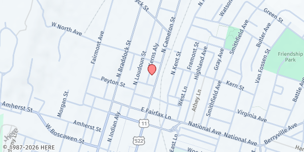 Map showing Winchester Union Rescue Mission at 435 North Cameron Street, Winchester, VA