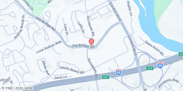 Map showing Holiness Tabernacle Church of God at 1440 Old Bridge Road, Woodbridge, VA