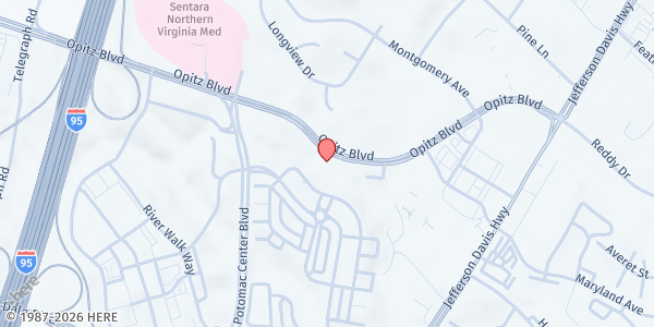 Map showing Potomac Library at 2201 Opitz Blvd, Woodbridge, VA