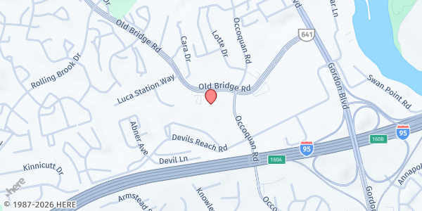 Map showing Salvation Army (PW County) at 1483 Old Bridge Road, Woodbridge, VA