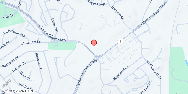 Map showing Streetlight Community Outreach Ministries at 1550 Prince William Pkwy., Woodbridge, VA