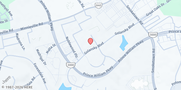 Map showing The House, Inc. at 14000 Crown Court, Woodbridge, VA